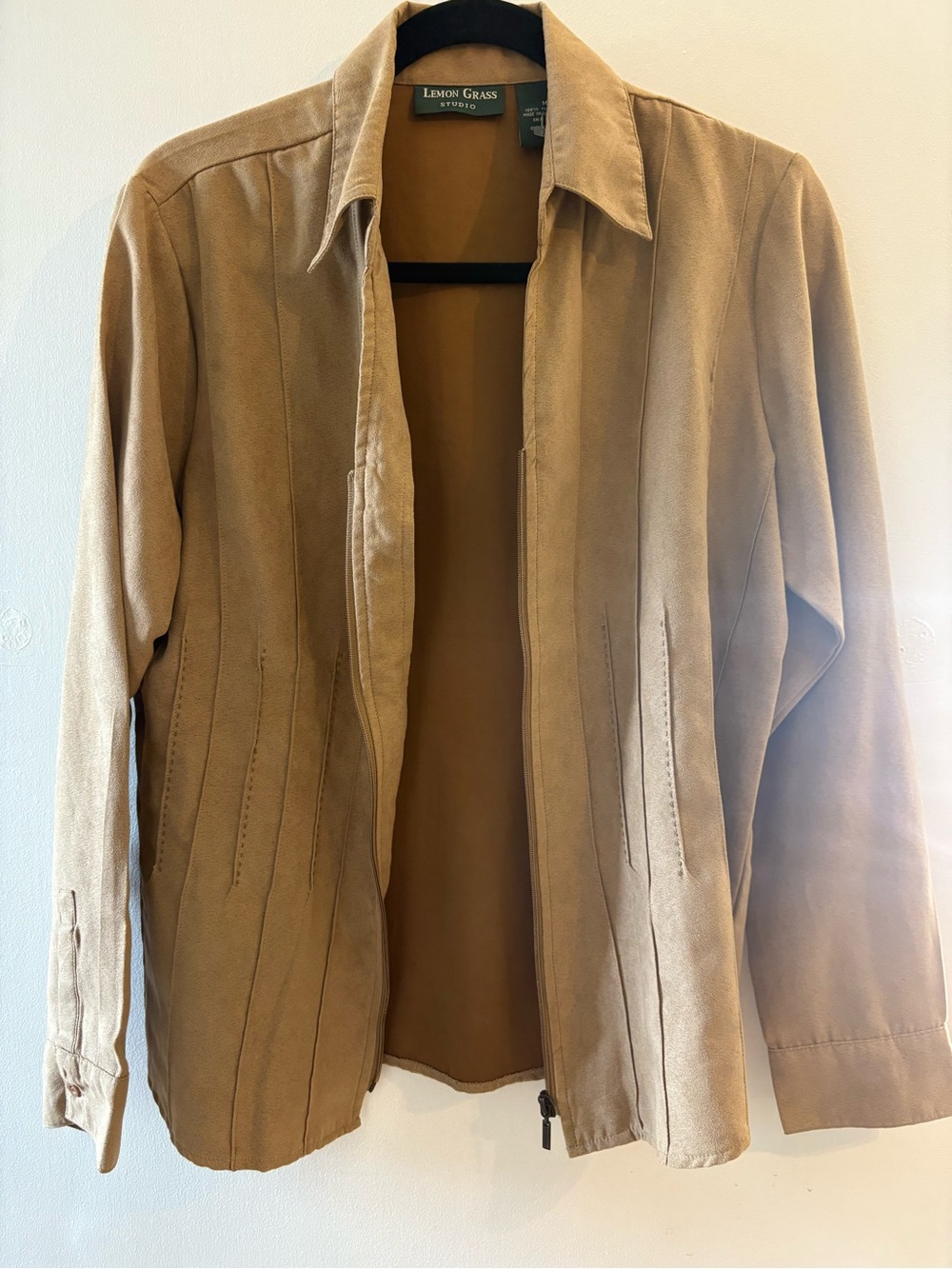 Lemon Grass Studio Tan Lightweight Suede Shirt Jacket